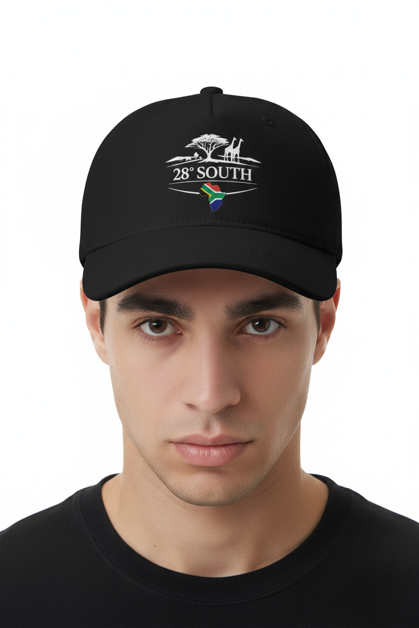 Black Cap - Model with White 28° South Logo