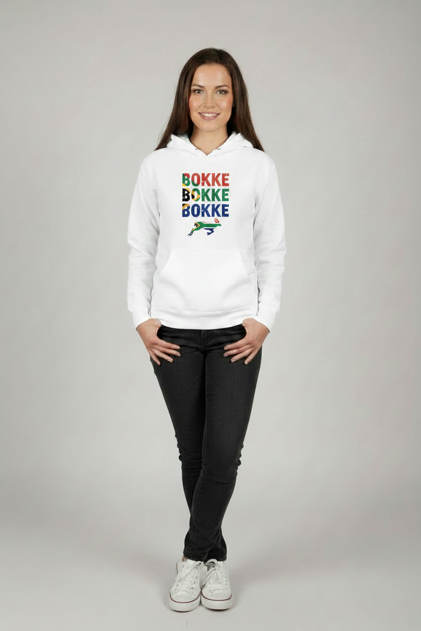Arctic White - Bokke Women's Hoodie - repositioned logo test