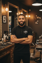 Barber wearing 28° South Polo