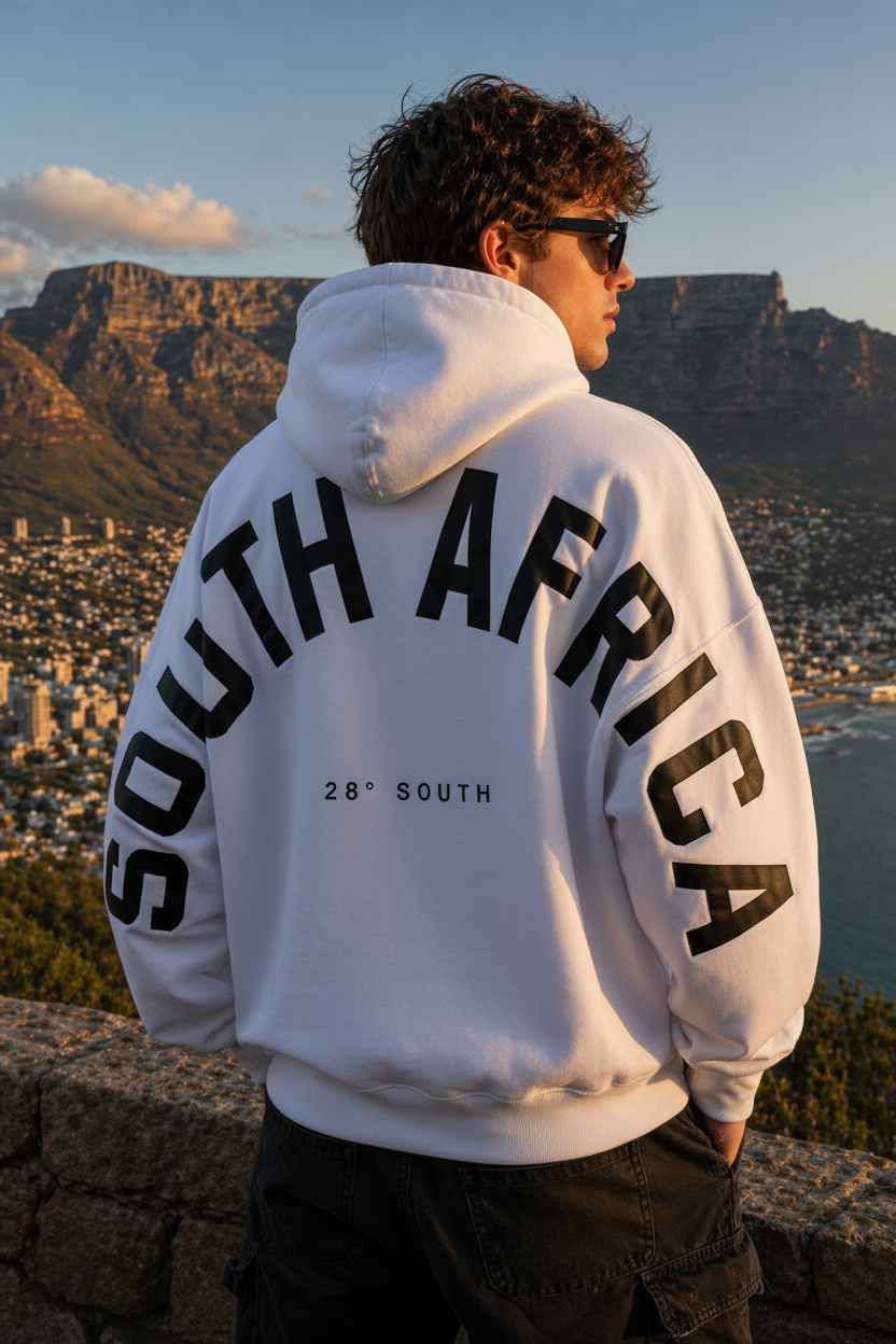 Men's White Hoodie - Table Mountain