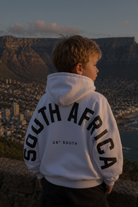 Model in white South Africa hoodie