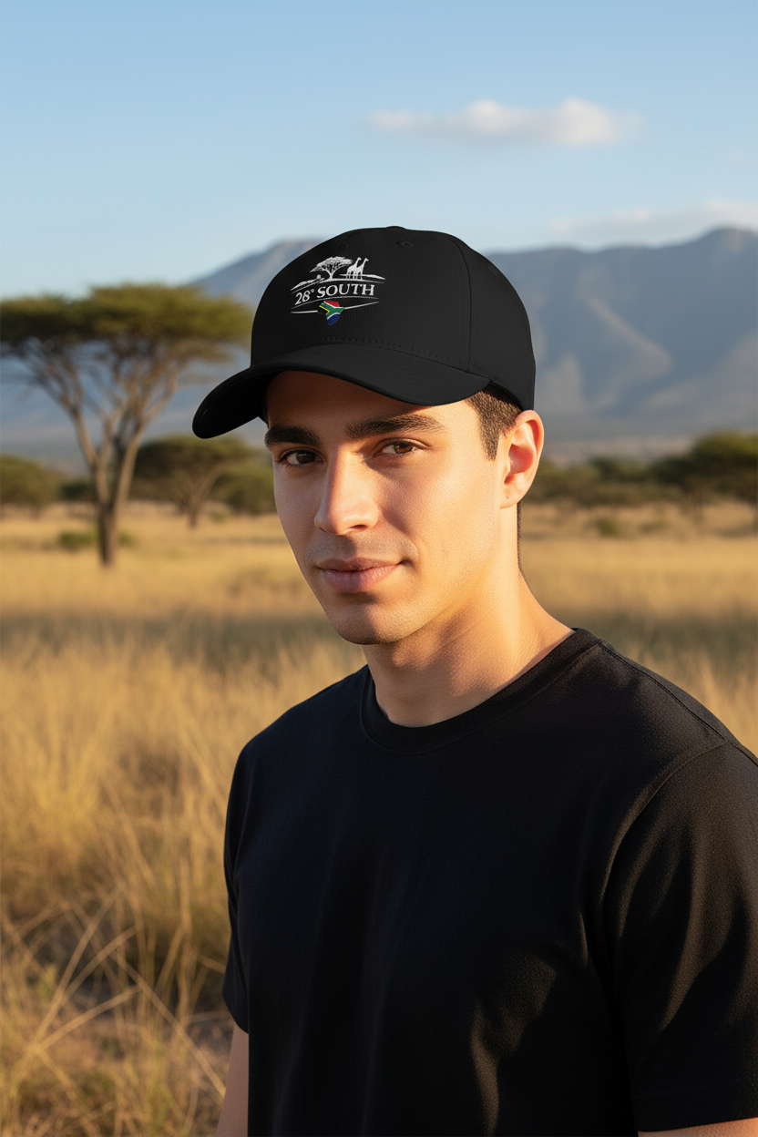 Model wearing Black 28° South Cap