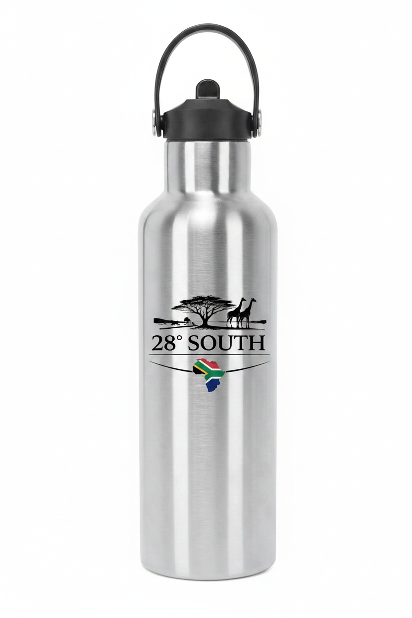 Silver 28° South Water Bottle with Logo